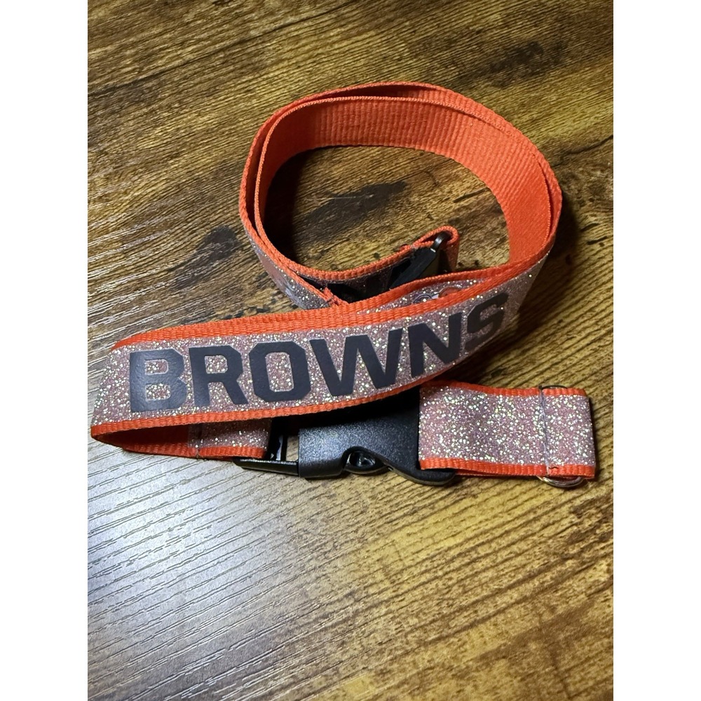 Cleveland Browns Glittery Lanyard Breakaway NFL Snaphook Key Ring Orange